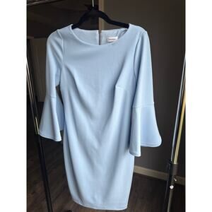 Calvin Klein Women’s Bell Sleeve Sheath Dress Blue Size 4